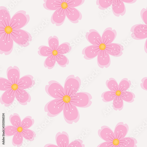 Fototapeta Naklejka Na Ścianę i Meble -  Pink sakura flowers seamless pattern