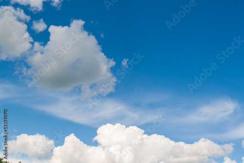 Summer sky. Natural background of white clouds on a blue sky.