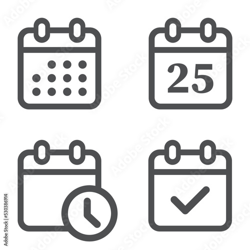 calendar date time icon set vector