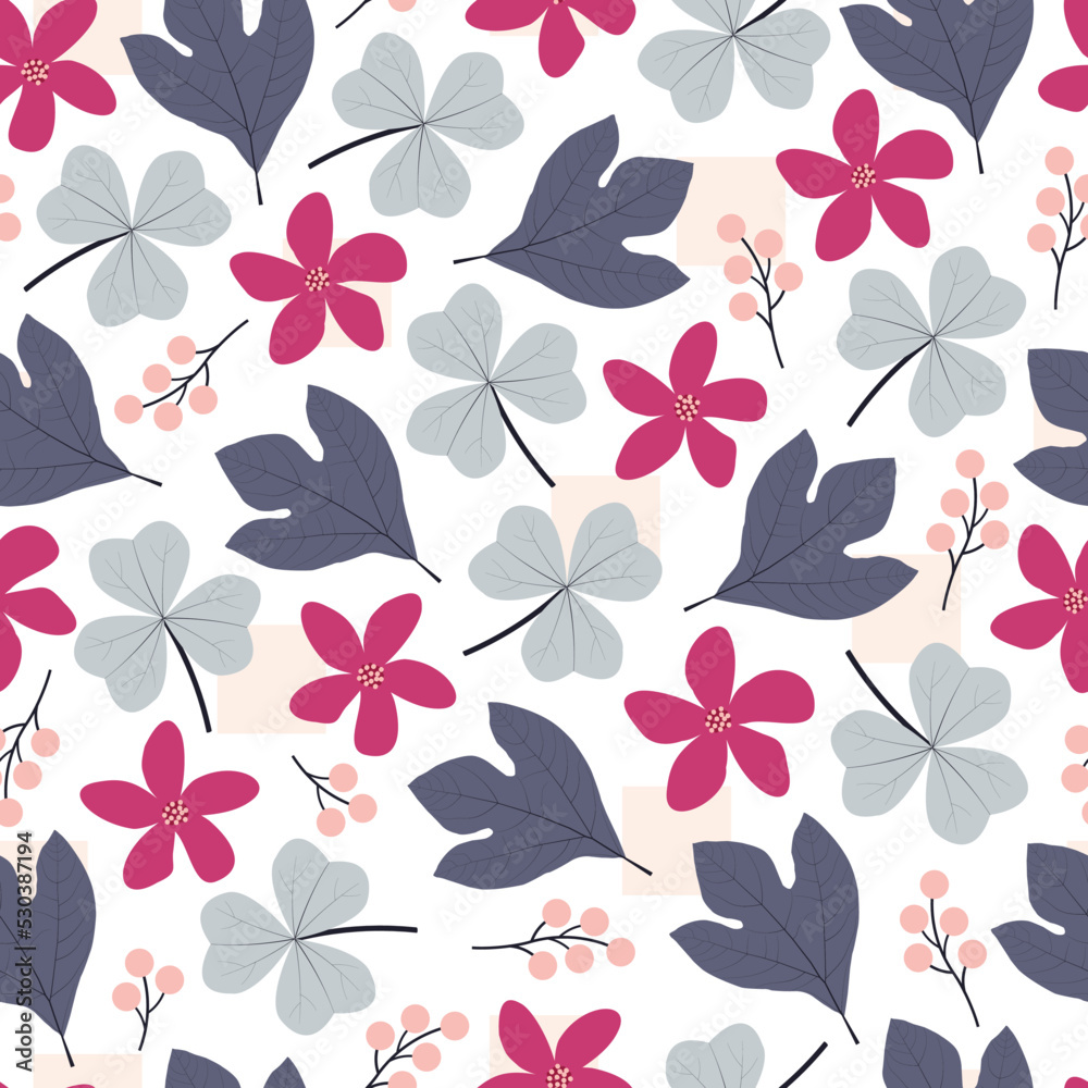 Artistic trendy seamless floral ditsy repeat pattern design. Modern elegant repeating blooming flowers and foliage background for printing and textile