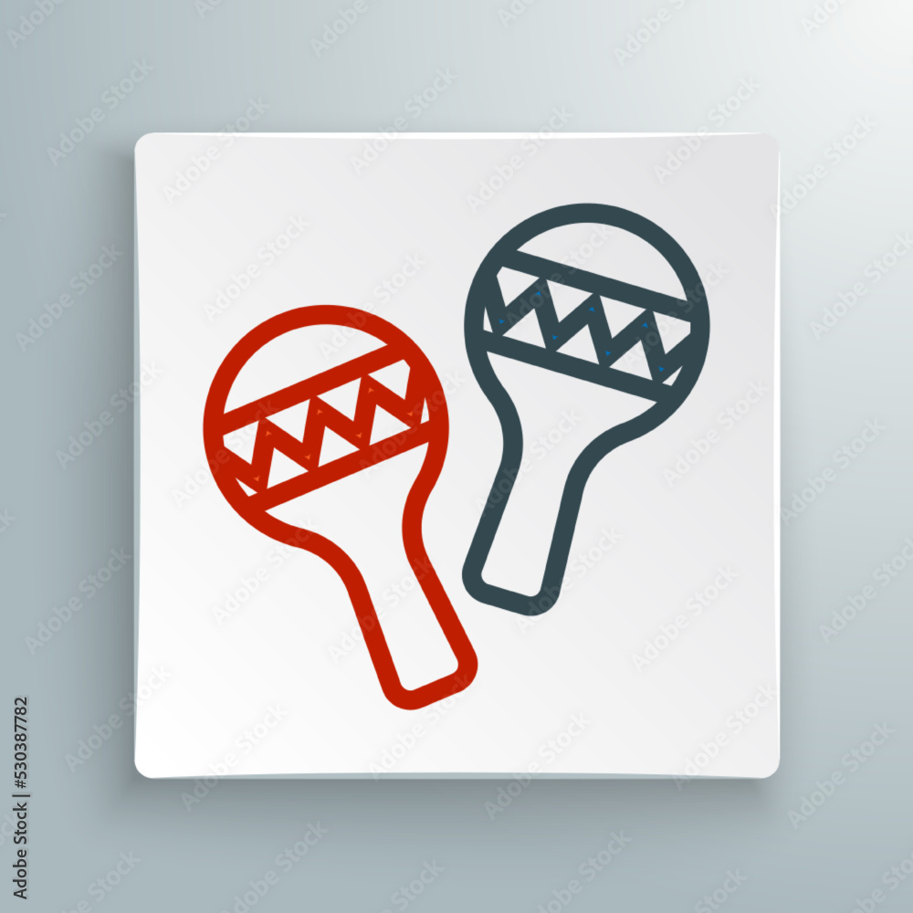 Line Maracas icon isolated on white background. Music maracas instrument mexico. Colorful outline concept. Vector Line Maracas icon isolated on white background. Music maracas instrument mexico. Colorful outline concept. Vector