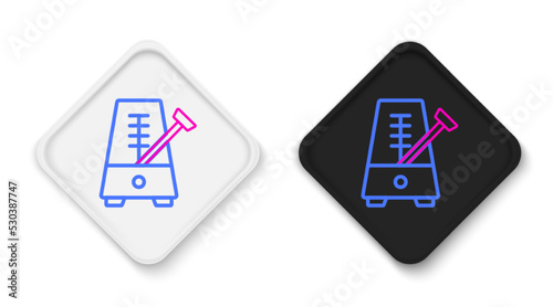 Line Classic Metronome with pendulum in motion icon isolated on white background. Equipment of music and beat mechanism. Colorful outline concept. Vector