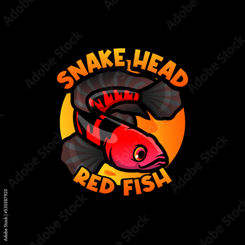 SNAKE HEAD CHANNA FISH MASCOT LOGO CARTOON VECTOR photo