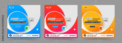 World diabetes day or Health awareness social media post web banner
