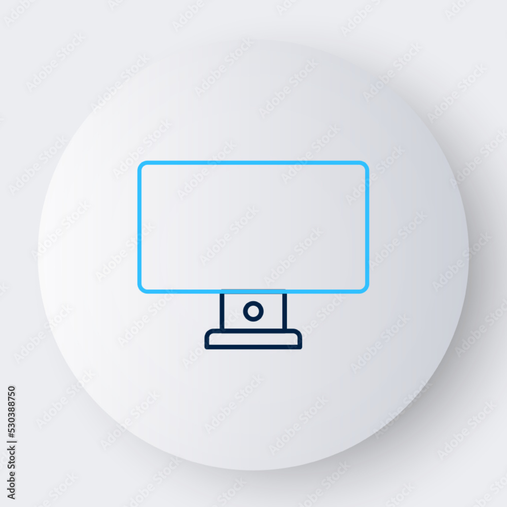 Line Computer monitor icon isolated on white background. PC component sign. Colorful outline concept. Vector