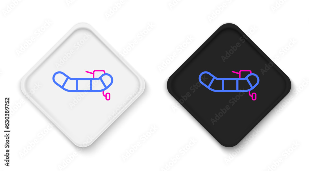 Line Inflatable boat with outboard motor icon isolated on white background. Colorful outline concept. Vector Line Inflatable boat with outboard motor icon isolated on white background. Colorful outline concept. Vector