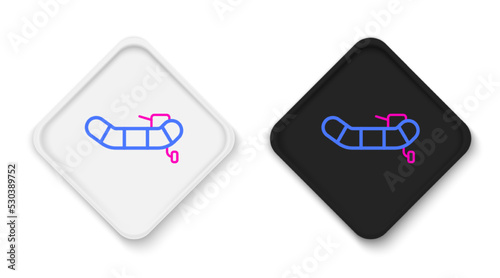 Line Inflatable boat with outboard motor icon isolated on white background. Colorful outline concept. Vector