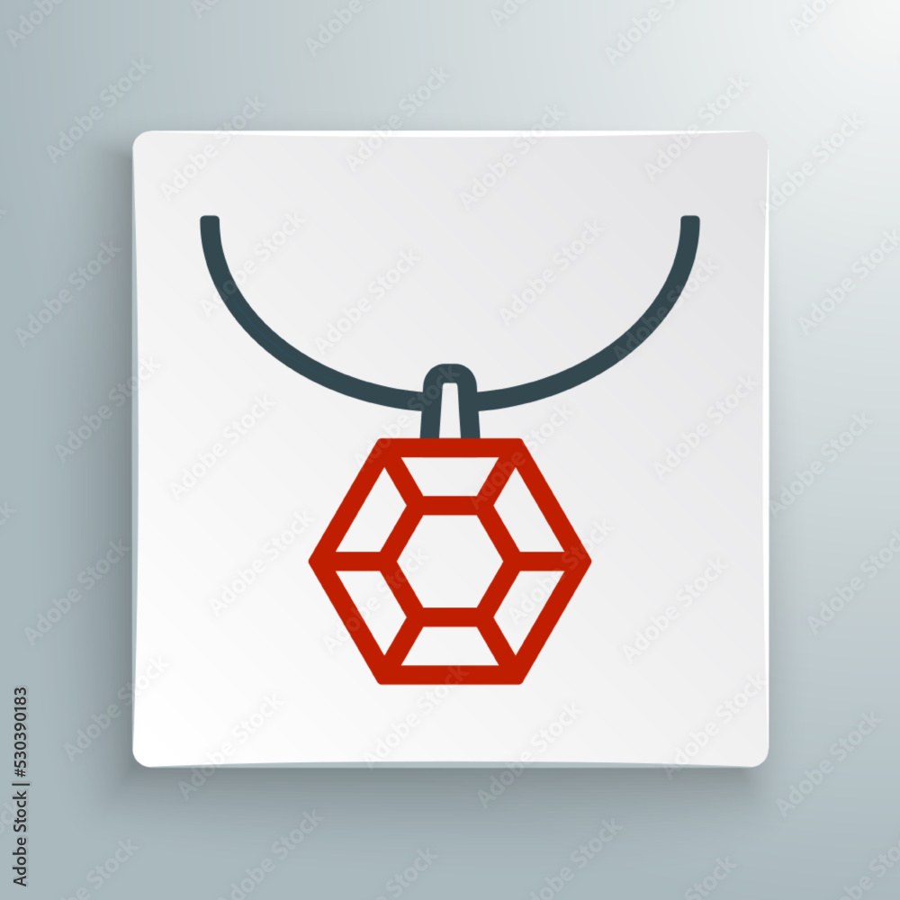 Line Pendant on necklace icon isolated on white background. Colorful outline concept. Vector Line Pendant on necklace icon isolated on white background. Colorful outline concept. Vector