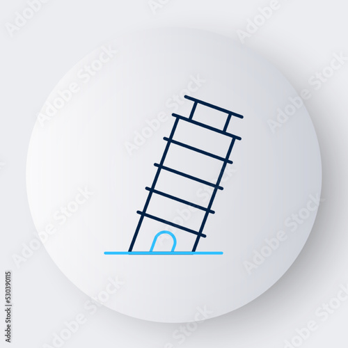 Line Leaning tower in Pisa icon isolated on white background. Italy symbol. Colorful outline concept. Vector