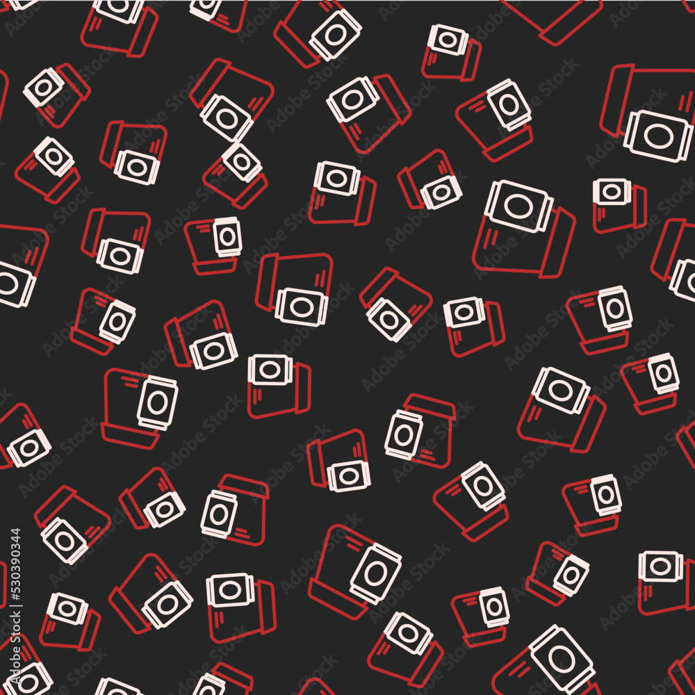 Line Online ordering and fast food delivery icon isolated seamless pattern on black background. Vector Line Online ordering and fast food delivery icon isolated seamless pattern on black background. Vector