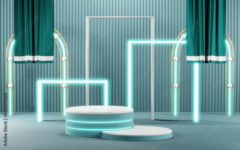 3D rendering of blank product background for cream cosmetics Modern blue pastel podium background 3D rendering of blank product background for cream cosmetics Modern blue pastel podium background