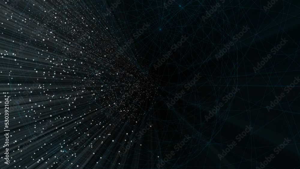 Stream of beautiful bright lights traveling in deep space 
