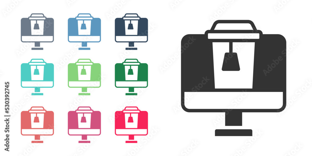 Black Online ordering and fast food delivery icon isolated on white background. Set icons colorful. Vector Black Online ordering and fast food delivery icon isolated on white background. Set icons colorful. Vector