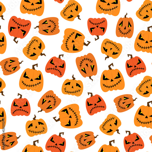 Small cute halloween pumpkins isolated on white background. Festive seamless pattern. Vector simple flat graphic illustration. Texture.