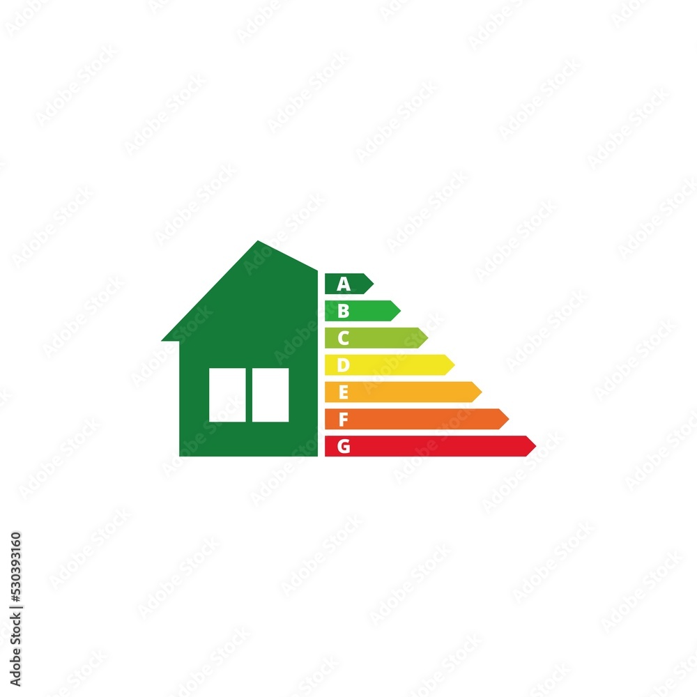 House class energy and economics sign. Energy-efficient house icon isolated on white background House class energy and economics sign. Energy-efficient house icon isolated on white background