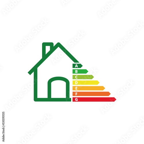 House class energy and economics sign. Energy-efficient house icon isolated on white background