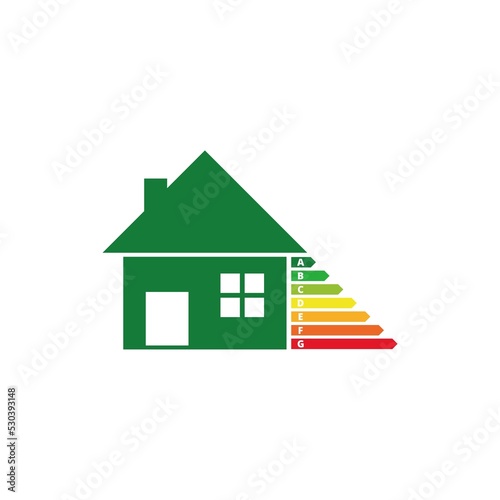 House class energy and economics sign. Energy-efficient house icon isolated on white background