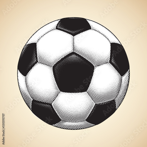 Scratchboard Engraved Soccer Ball with White Fill