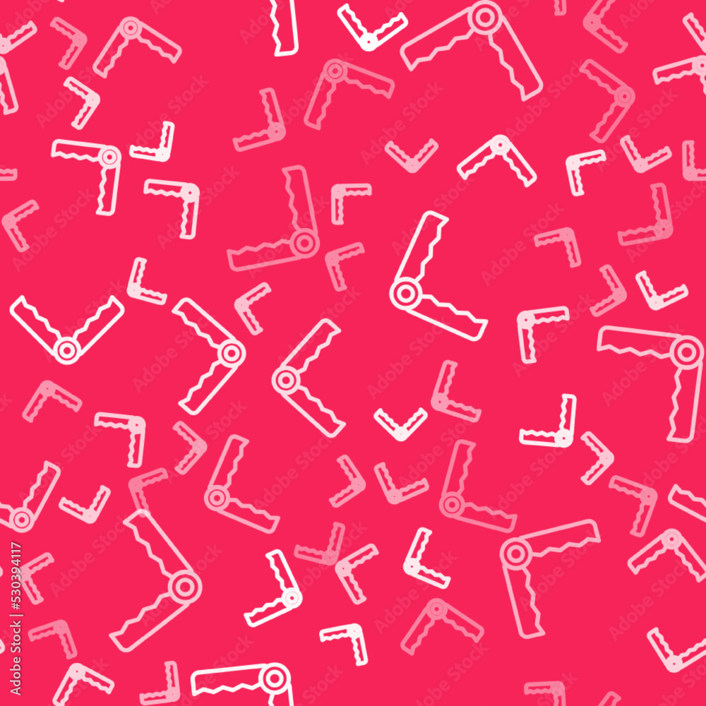 White line Trap hunting icon isolated seamless pattern on red background. Vector White line Trap hunting icon isolated seamless pattern on red background. Vector
