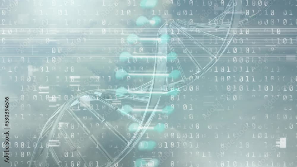 Animation of network of connections with icons over binary coding data processing Animation of network of connections with icons over binary coding data processing