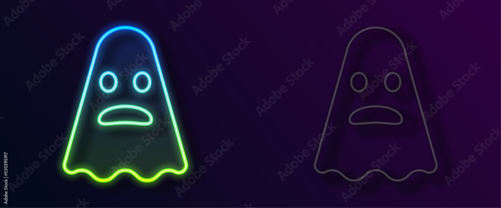 Glowing neon line Ghost icon isolated on black background. Happy Halloween party. Vector Glowing neon line Ghost icon isolated on black background. Happy Halloween party. Vector