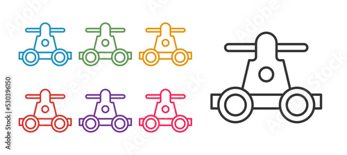 Set line Draisine handcar railway bicycle transport icon isolated on white background. Set icons colorful. Vector photo