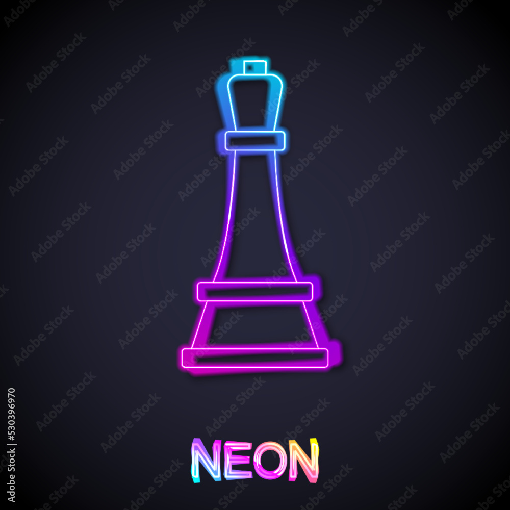 Glowing neon line Chess icon isolated on black background. Business strategy. Game, management, finance. Vector Glowing neon line Chess icon isolated on black background. Business strategy. Game, management, finance. Vector