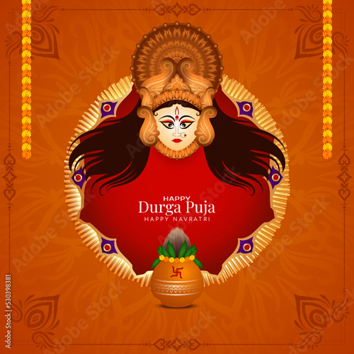 Happy Durga puja and happy Navratri cultural hindu festival background