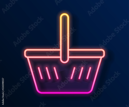 Glowing neon line Shopping basket icon isolated on black background. Online buying concept. Delivery service sign. Shopping cart symbol. Vector