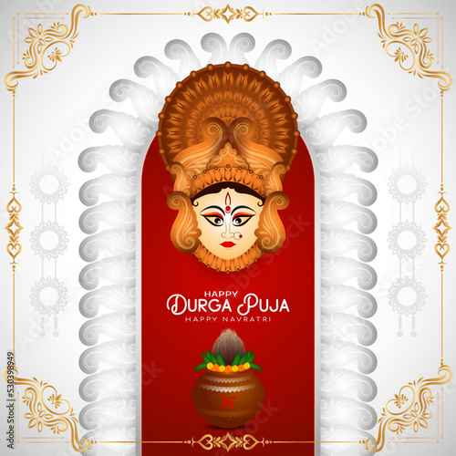 Durga Puja and Happy navratri Indian goddess worship festival background design
