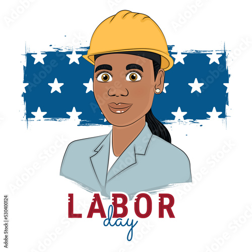 Isolated female engineer with uniform Labor day Vector