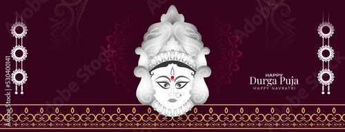 Durga Puja and Happy navratri Indian religious festival elegant banner design