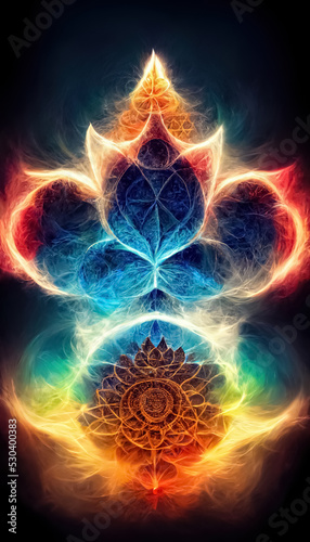 Fotografia, Obraz Abstract design of multicolored chakra powerful energy
