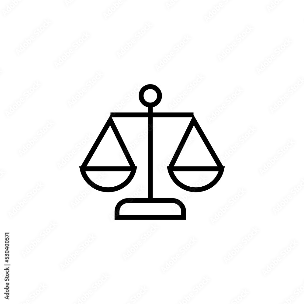 Balance scale line icon isolated on white background Balance scale line icon isolated on white background
