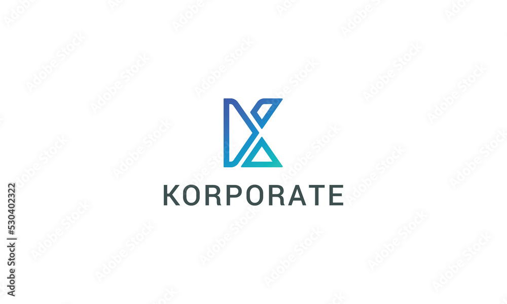 Letter k creative blue gradient modern line art logo Letter k creative blue gradient modern line art logo