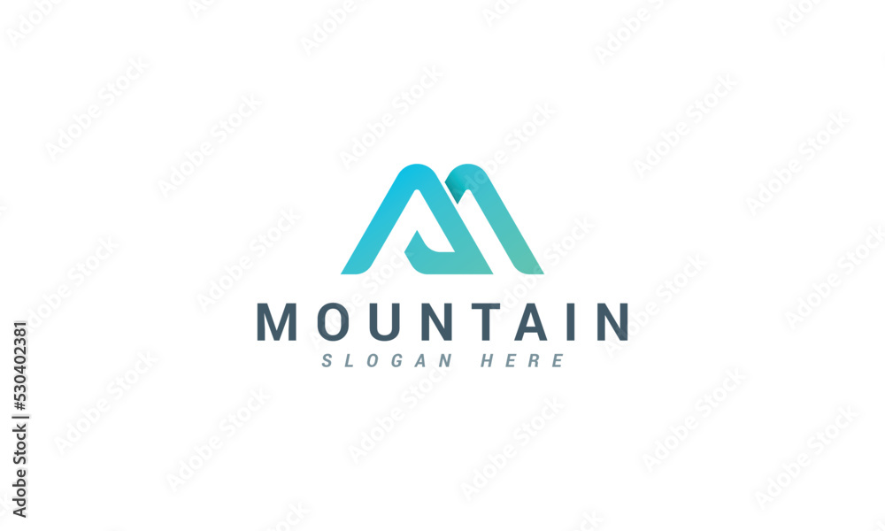 Letter M creative blue colour mountain logo Letter M creative blue colour mountain logo