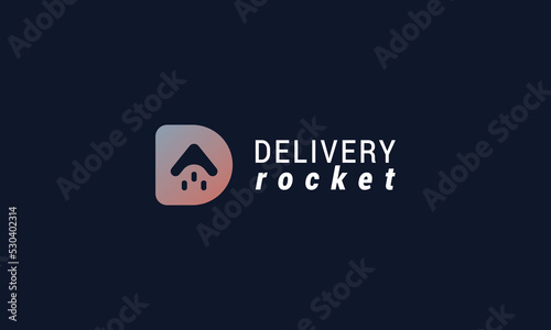 Letter D blue colour 3d creative speedy rocket launch speed delivery online shopping logo