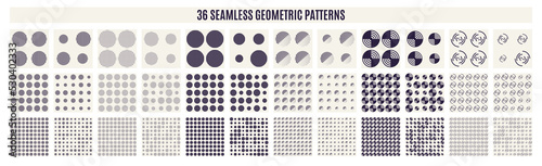 Set of monochrome geometric seamless patterns. Vector backgrounds.