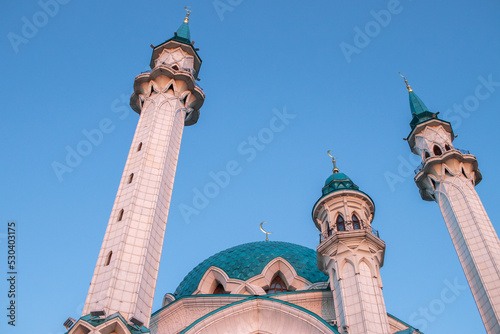 Kul Sharif closeup in sunset time. Kazan in may 2022 photo