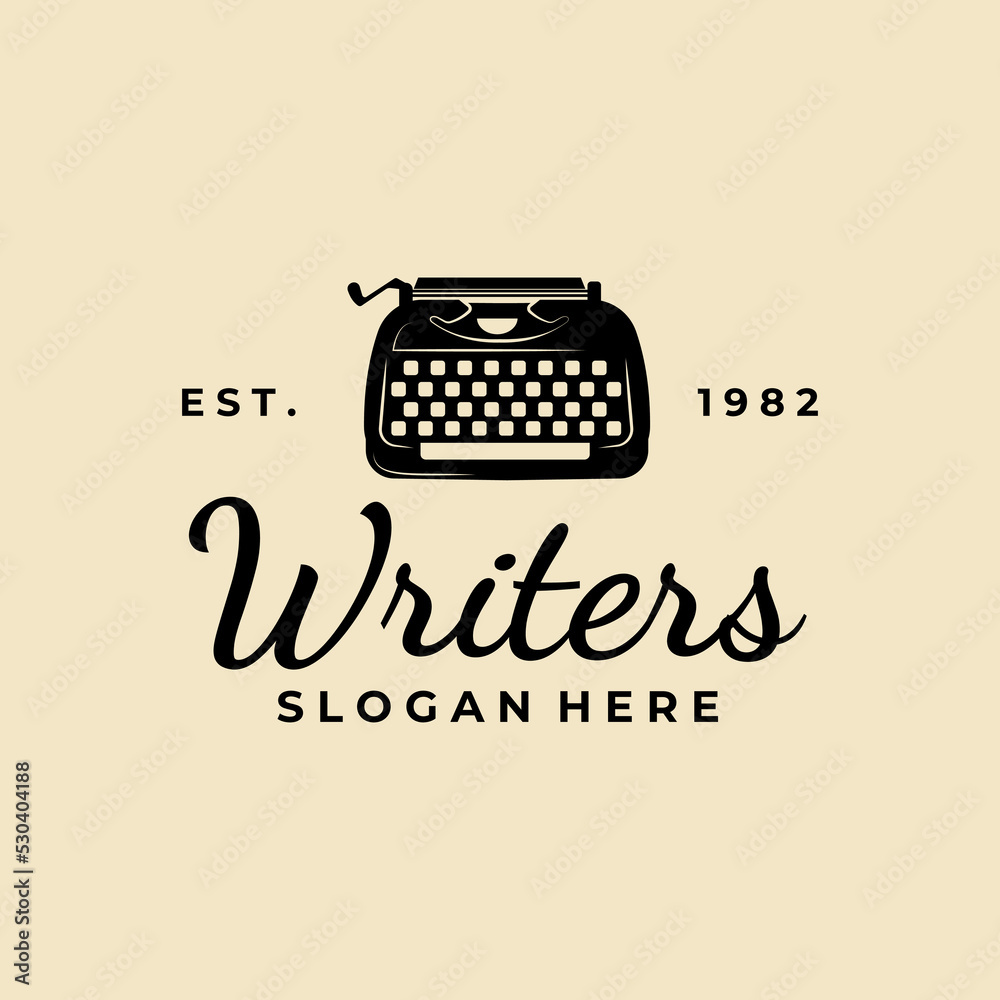 Typewriter vintage logo vector illustration design