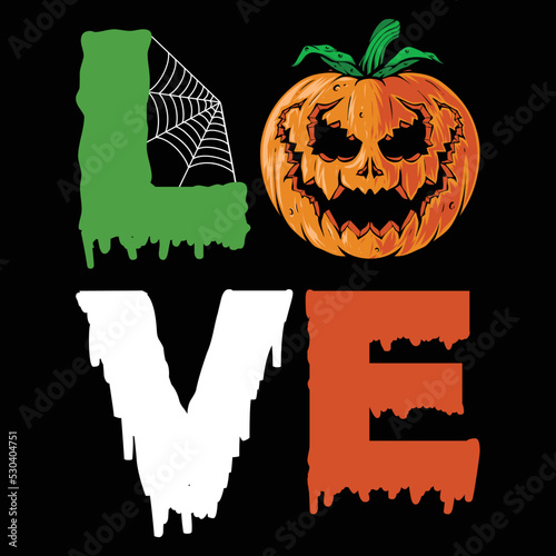 Fotografiet Halloween Love pumpkin face spider net