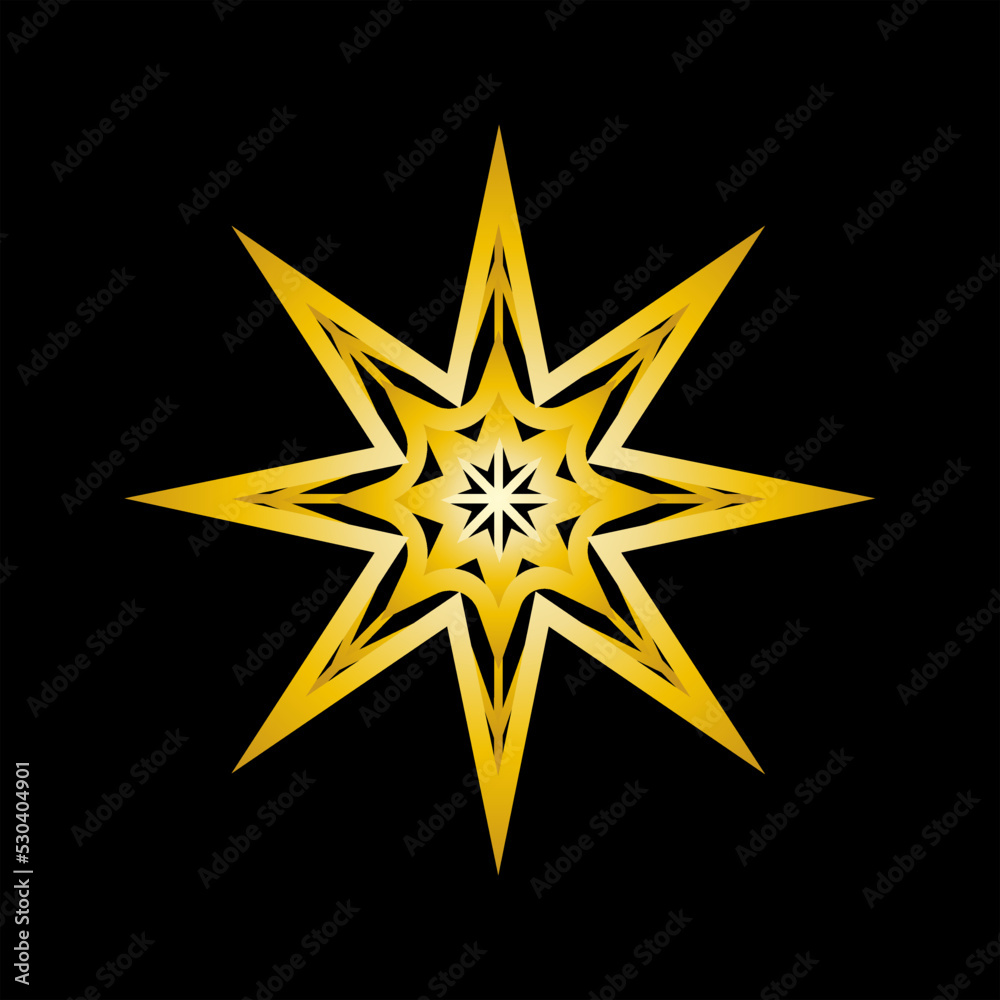 christmas new year golden snowflake on black background