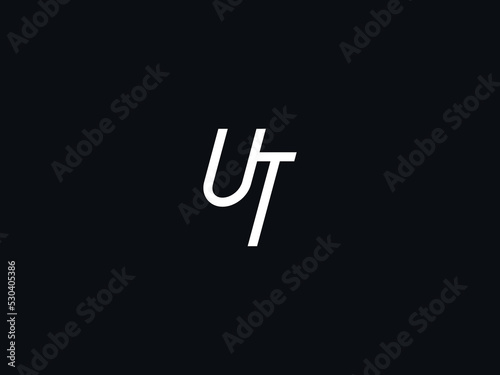 Minimalist UT Letter Logo, Letter Ut Logo Icon Vector With Black Background photo