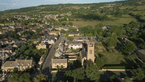 Aerial view of Cotswold village of Broadway, Worcestershire, England photo