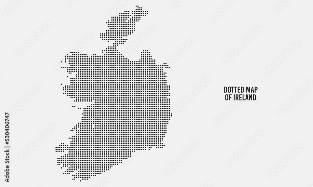 Map of Ireland with Halftone Dotted Effect Style