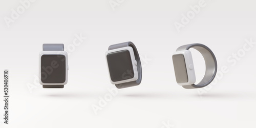 3D set smart watches in white color. Vector illustration.