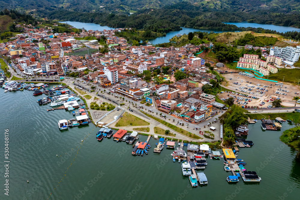 Fototapeta premium Guatapé in Colombia from Above | Aerial View of Guatapé