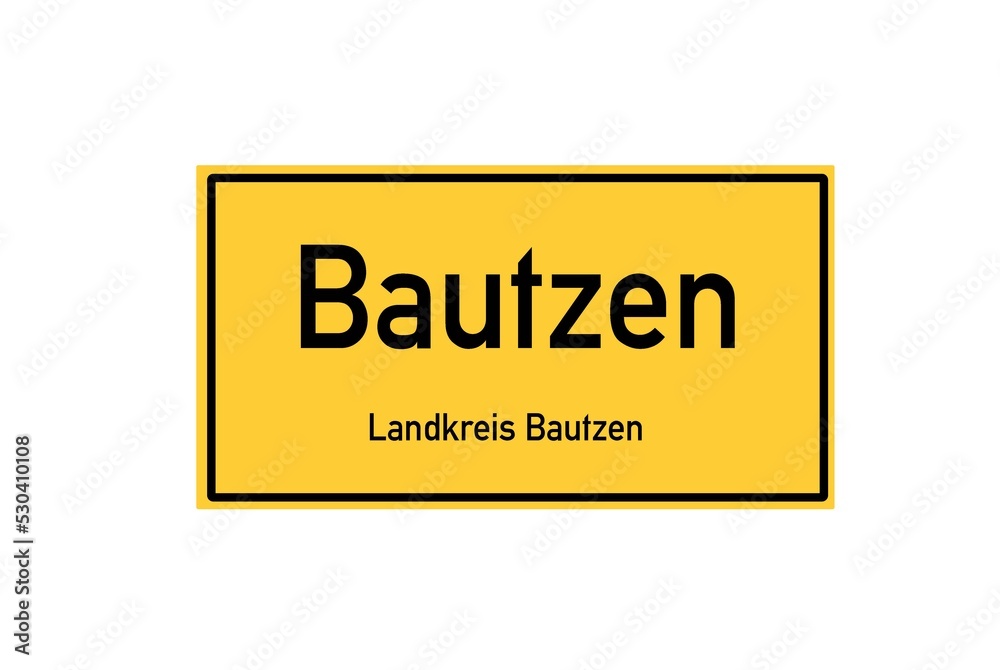Isolated German city limit sign of Bautzen located in Sachsen Isolated German city limit sign of Bautzen located in Sachsen