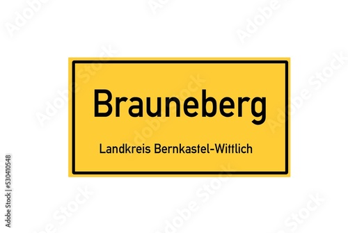 Isolated German city limit sign of Brauneberg located in Rheinland-Pfalz photo
