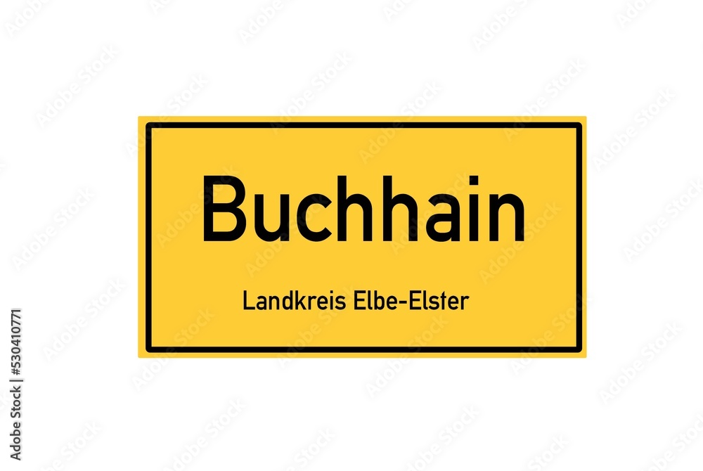 Isolated German city limit sign of Buchhain located in Brandenburg Isolated German city limit sign of Buchhain located in Brandenburg